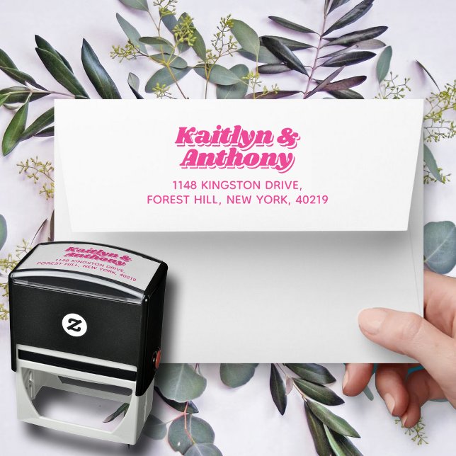 Carimbo Auto Entintado Casamento Retro Groovy da década de 70 (Criador carregado)