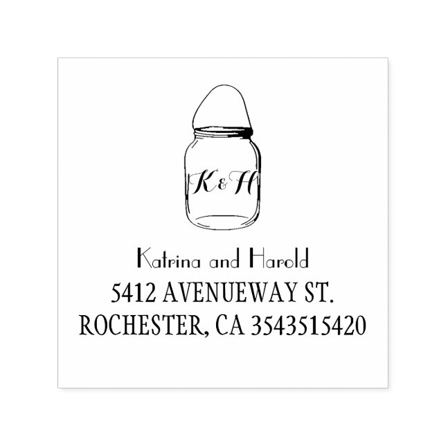 Carimbo Auto Entintado Casamento Rustic Mason Jar Barn (Design)