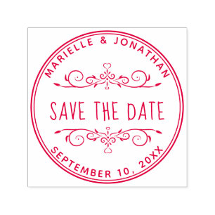 Carimbo Auto Entintado Casamento Salve a Floral de Coração Personalizad