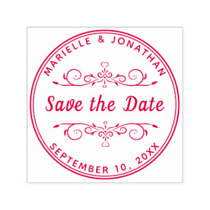 Carimbo Auto Entintado Casamento Salve o Personalizado Floral do Coraçã