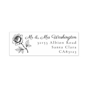 Carimbo Auto Entintado Casamento Vintage Rose Endereço de Retorno Mr & Mr