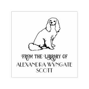 Carimbo Auto Entintado Cavalier King Charles Spaniel Dog Library Book