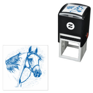 CARIMBO AUTO ENTINTADO CAVALO ÁRABE LINDO, RETRATO DA CABEÇA EQUINA