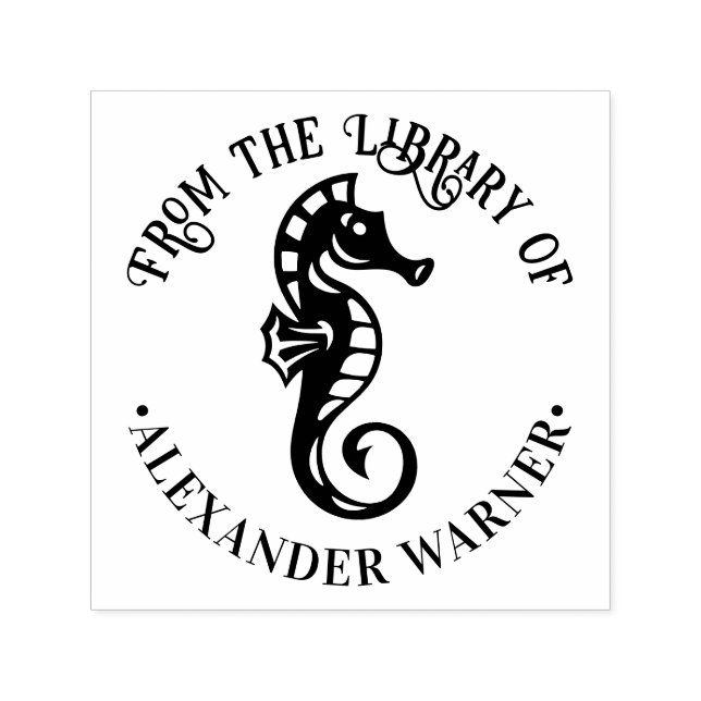 Carimbo Auto Entintado Cavalo-Marinho Fofo #4 Tema de Praia Oceânica Bibl (Design)