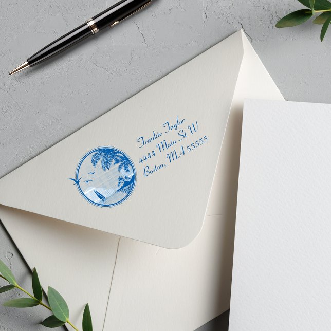 Carimbo Auto Entintado Cena de praia personalizada (Criador carregado)