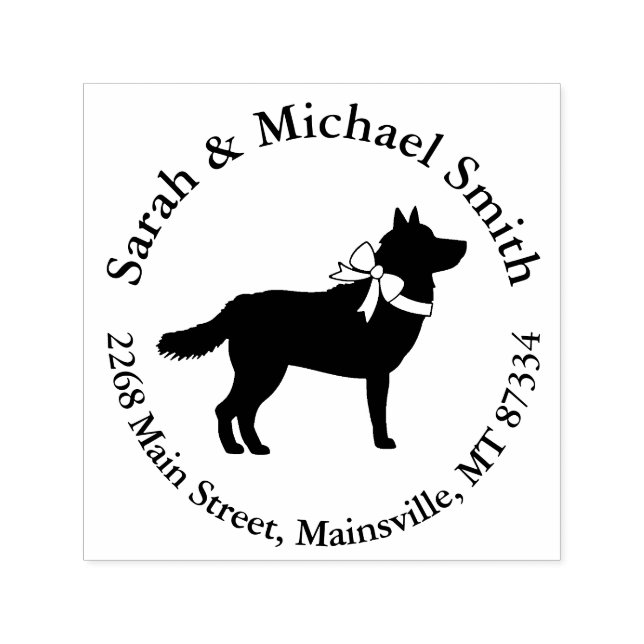 Carimbo Auto Entintado Chá de fraldas De Cachorro Siberiano Cinza De Cach (Design)