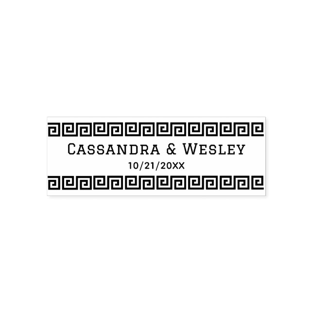 Carimbo Auto Entintado Chave Grega S Borda Casal Nome Data (Design)