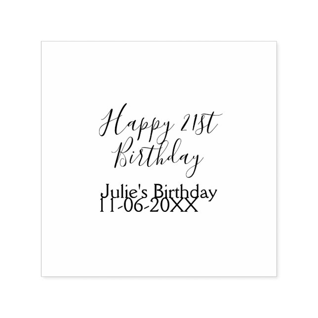 Carimbo Auto Entintado Chaveiro de data de aniversário de 21 anos feliz r (Design)