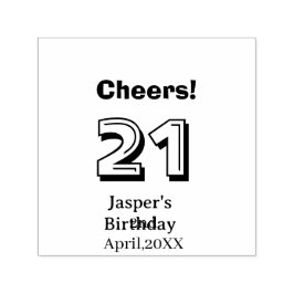 Carimbo Auto Entintado Cheers 21 birthday bold letter name boy man gifts 