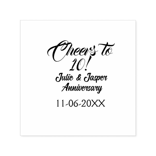 Carimbo Auto Entintado Cheers to 10th wedding anniversary mauve golden na (Design)