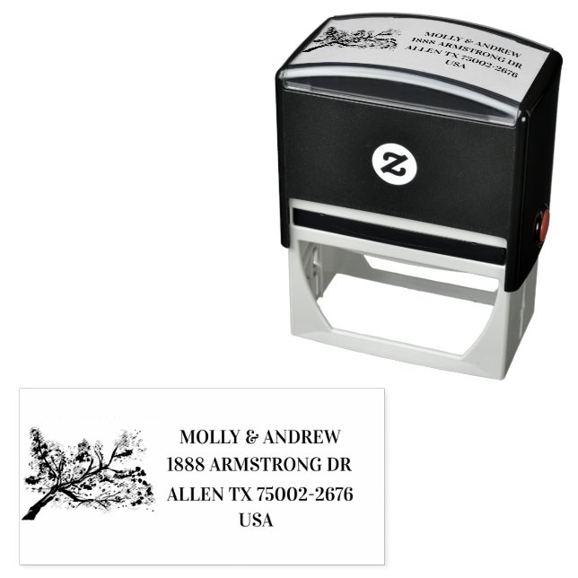 Carimbo Auto Entintado Cherry Blossom Floral Wedding Endereço de Devoluçã (In Situ)