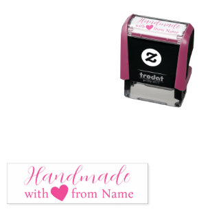 Carimbo Auto Entintado Chic Cute Handmade Cursive with Love Heart Name