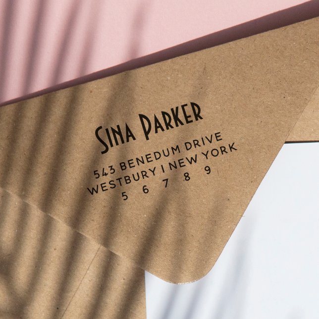 Carimbo Auto Entintado Chic Deco Name & Return Address (Rubber Stamp Mock-up)