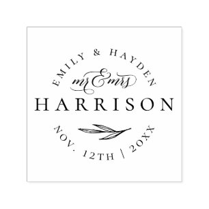 Carimbo Auto Entintado Chic Elegant Sr. & Sra. Casada Casal Data de Casam