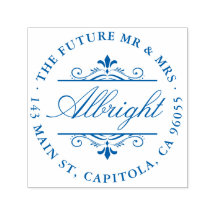 Chic Round Elegant Script Art Deco Endereço de Ret