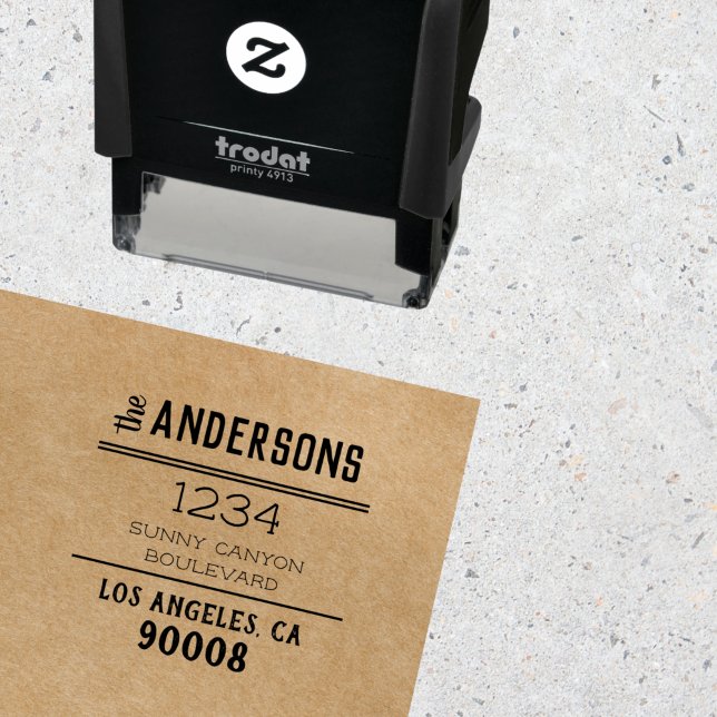 Carimbo Auto Entintado Chic Rustic Big Family Name Personalizado Endereço (Criador carregado)