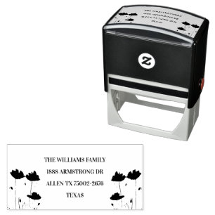 Carimbo Auto Entintado Chic Rustic Poppies Floral Return Address