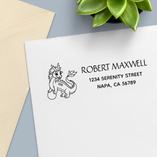 Carimbo Auto Entintado Chinese Dragon Return Address