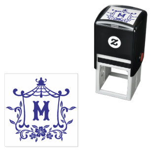 Carimbo Auto Entintado Chinoiserie Monograma Pagoda