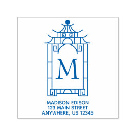 Carimbo Auto Entintado Chinoiserie Pagoda Endereço Autocolante