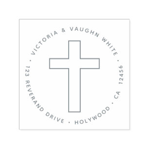 Carimbo Auto Entintado Christian Cross Return Endereço Religião Jesus