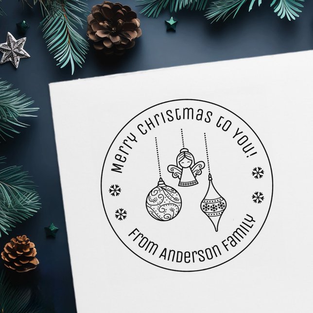 Carimbo Auto Entintado Christmas Ornaments Family Name (Criador carregado)