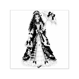 Carimbo Auto Entintado Christmas Victorian Princess with Parasol