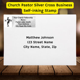 Carimbo Auto Entintado Church Pastor Silver Cross Business