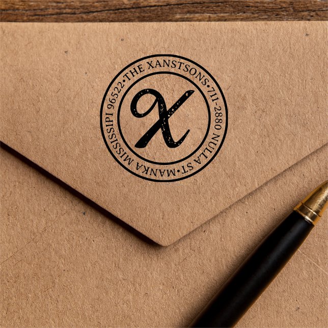 Carimbo Auto Entintado Circular de Endereço de Retorno do Nome da Família (Criador carregado)