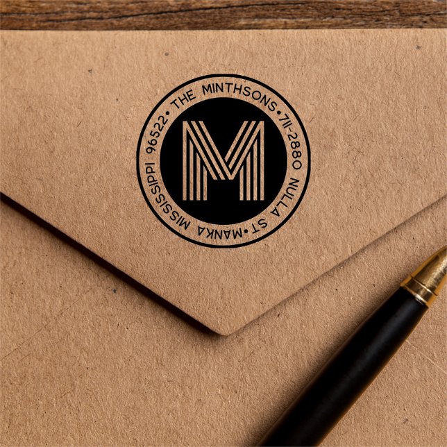 Carimbo Auto Entintado Circular de Endereço de Retorno do Nome da Família (Criador carregado)