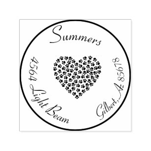 Carimbo Auto Entintado Circular Endereço de Retorno de Pet Dog Cat Paw He