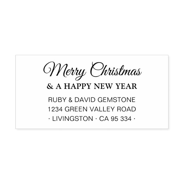 Carimbo Auto Entintado Classic Script Merry Christmas Happy New Year  (Design)