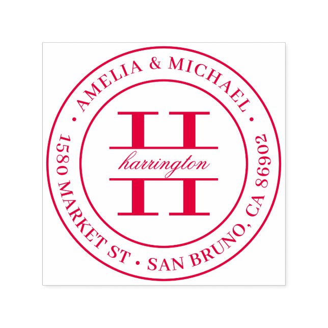 Carimbo Auto Entintado Clássica Ronda Monograma Endereço de Devolução de  (Design)