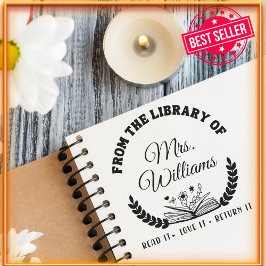 Carimbo Auto Entintado Clássico Elegante Da Biblioteca Do Nome Personaliz