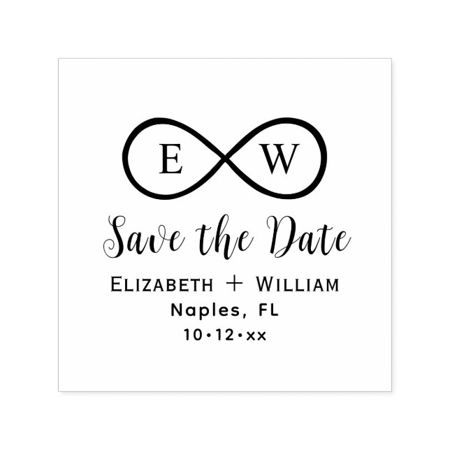 Carimbo Auto Entintado Clássico Save the Date de Casamento com Monograma  (Design)