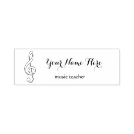 Carimbo Auto Entintado clave de triplo preto e branco do professor de mús