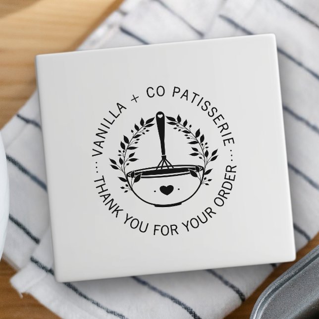 Carimbo Auto Entintado Cliente comercial moderno da Whisk Bakery Obrigado (Criador carregado)