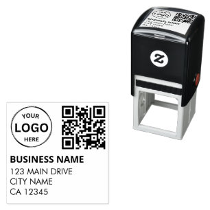 Carimbo Auto Entintado Código QR comercial Endereço de devolução Logotipo