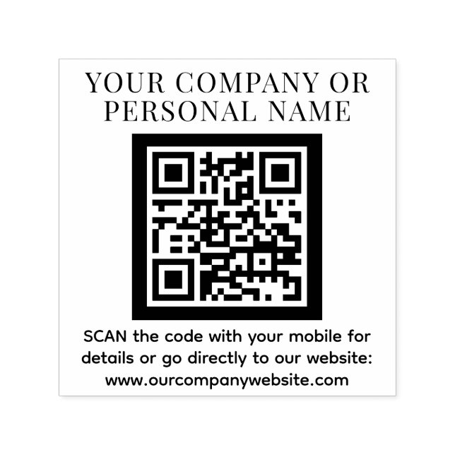 Carimbo Auto Entintado CÓDIGO QR nome comercial texto personalizado moder (Design)