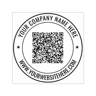 Carimbo Auto Entintado Código QR Nome do Sítio Web Round Autocolante