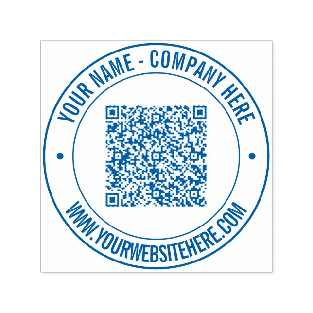 Carimbo Auto Entintado Código QR Nome do Sítio Web Round Autocolante (Design)