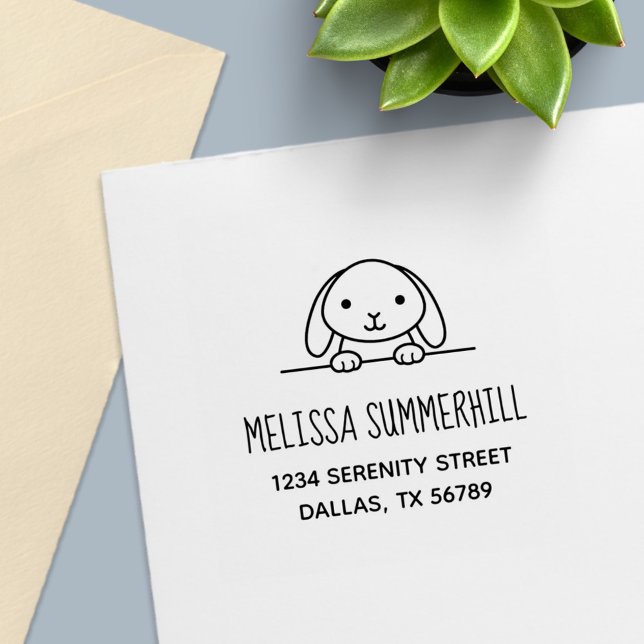 Carimbo Auto Entintado Coelho Coelho Bonito Pequim acima do Endereço 2 (Criador carregado)