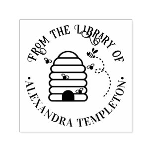 Carimbo Auto Entintado Colmeia Rústica, Abelhas Voadoras #1 Nome do Livro