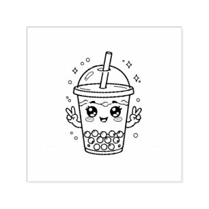 Carimbo Auto Entintado Coloração de chá boba Kawaii
