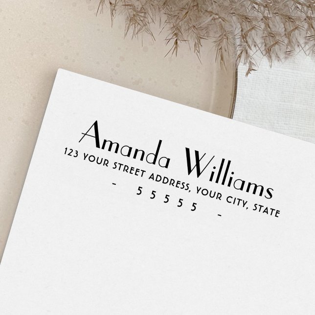 Carimbo auto-entintado com nome retrô e endereço d (Criador carregado)