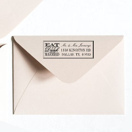 Carimbo Auto Entintado Coma, Beba E Case-Se Com Negra Moderna/Branca