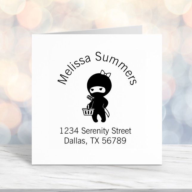 Carimbo Auto Entintado Comprando Endereço Rosa Ninja Girl (Criador carregado)