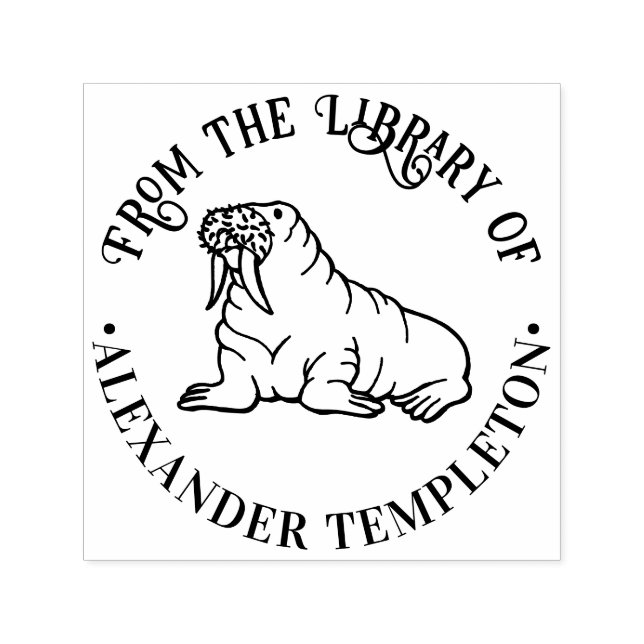 Carimbo Auto Entintado Contorno Redondo do Nome do Livro da Biblioteca da (Design)