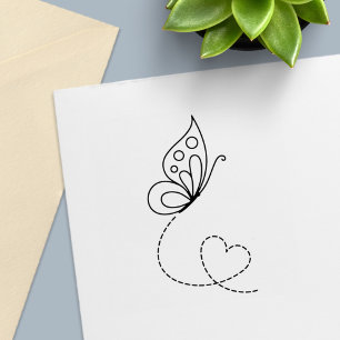 Carimbo Auto Entintado Coração da Borboleta