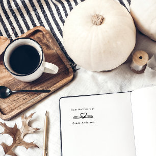 Carimbo Auto Entintado Coração De Livro Retirado À Mão Da Biblioteca De